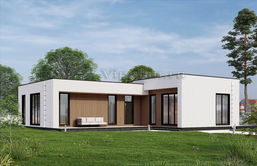 Одноэтажный дом с тремя спальнями в современном стиле