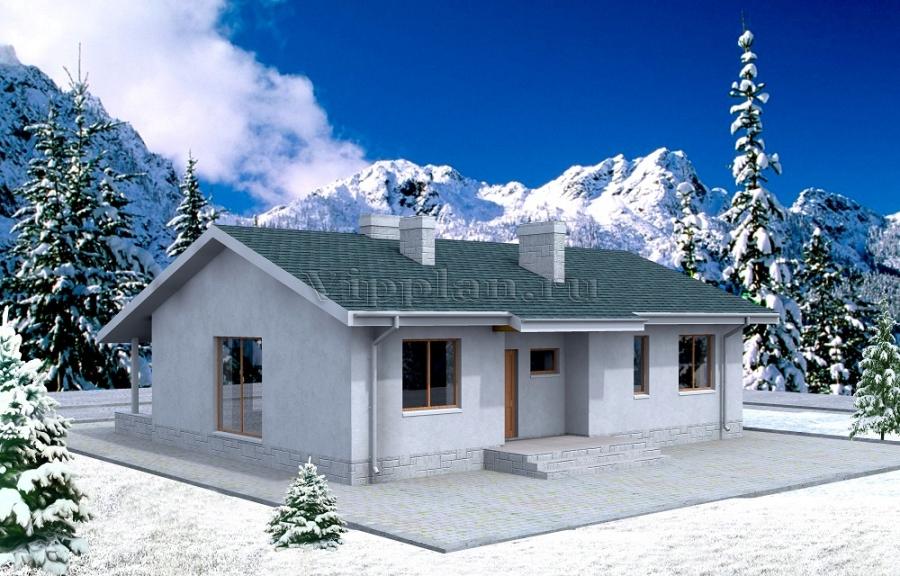 Одноэтажный жилой дом с террасой