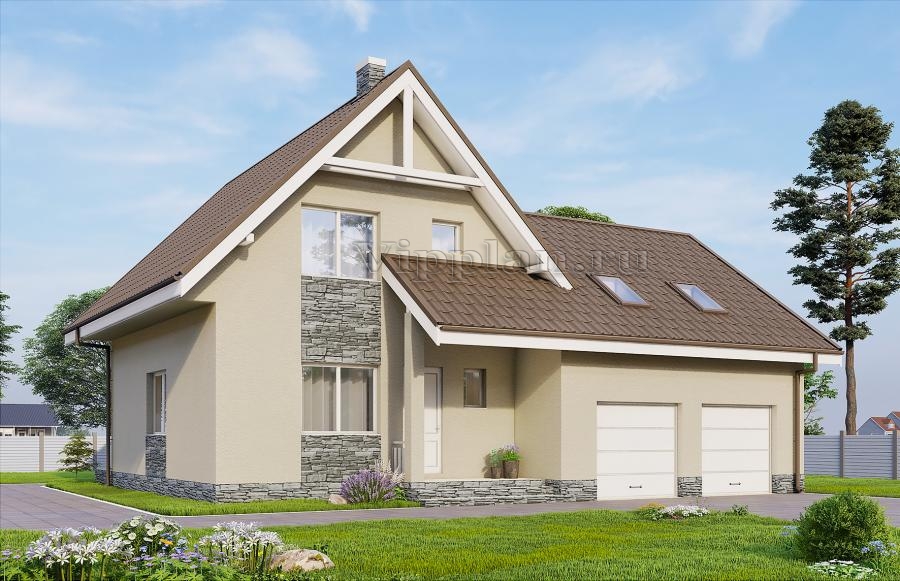 Одноэтажный дом с мансардой, гаражом, тремя спальнями и комнатой отдыха