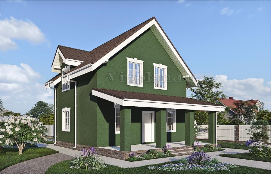 Одноэтажный дом с мансардой, террасой и кабинетом