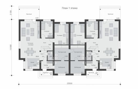 Двухэтажный дом с террасой